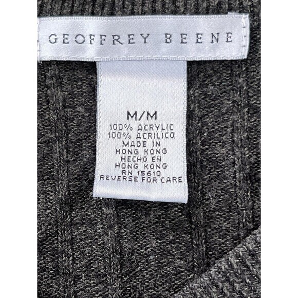 Vintage Geoffrey Beene Mens V-Neck Charcoal Gray 100% Acrylic Men's Sweater Med - Picture 6 of 7